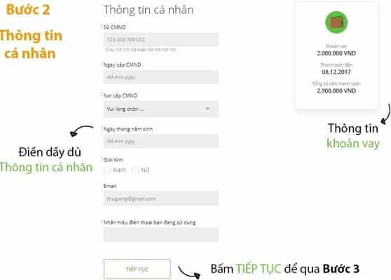 điền thông tin cá nhân vay tiền Doctor dong