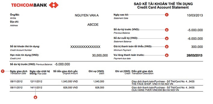 Mẫu sao kê ngân hàng Mẫu sao kê ngân hàng