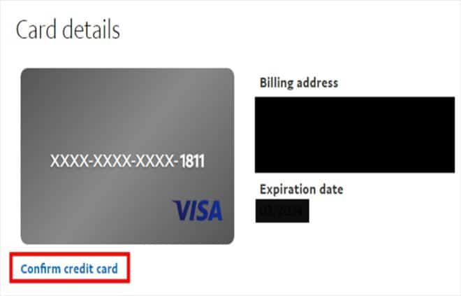 Chọn vào Confirm Credit Card 