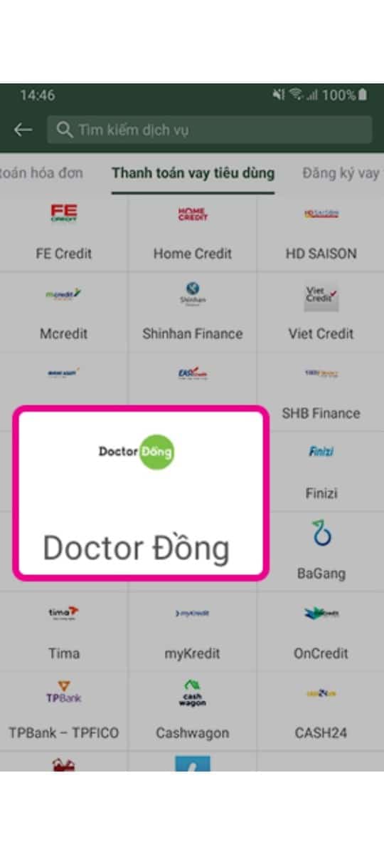 Tìm kiếm tên và logo của Doctor Đồng rồi nhấn vào