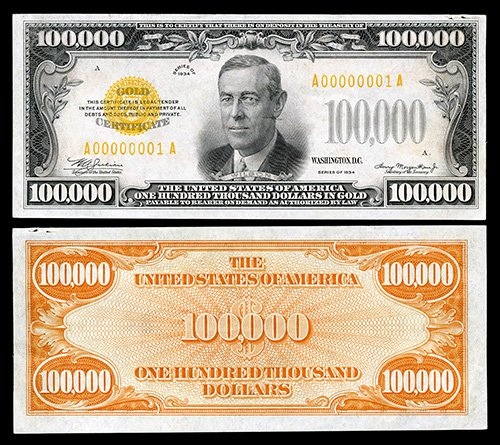 Hình ảnh tờ tiền giấy 100.000 USD