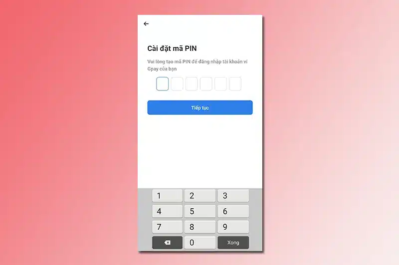 Nhập mã PIN để đăng nhập vào tài khoản của bạn sau này