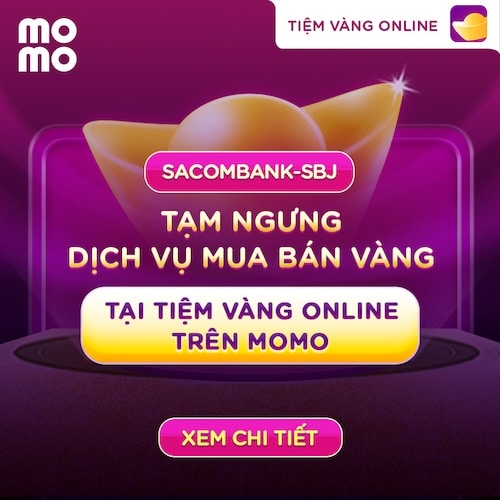 Tiệm vàng online trên ví điện tử Momo
